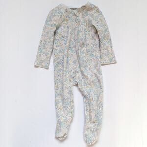 Tu Sleeper Baby Girls Sz 9-12m Light Blue Floral Cottage Core Footie